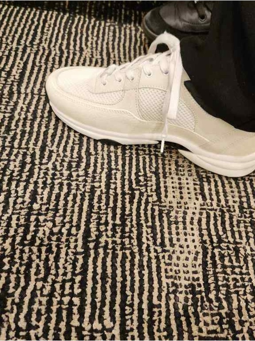 CHANEL White and Black Chunky Logo Sneaker - Picture 2 of 4